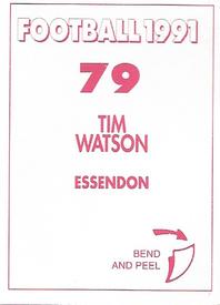 1991 Select AFL Stickers #79 Tim Watson Back